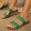 Fashion Summer Woven Designer Womens Flat Open-toed Slippers Non-slip Women's Shoes Casual Outdoor Slippers for Women Zapatos Mujer