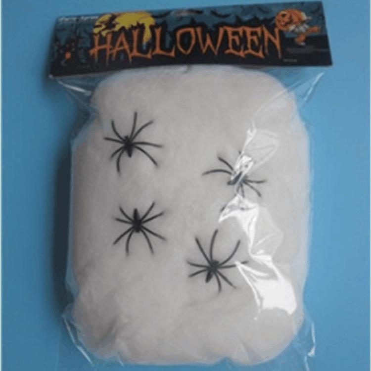 Halloween Spider Web and Cotton Decoration Set (10g-1000g, 2-100pcs) - Perfect for Bars and KTV Ghost Festival Scenes
