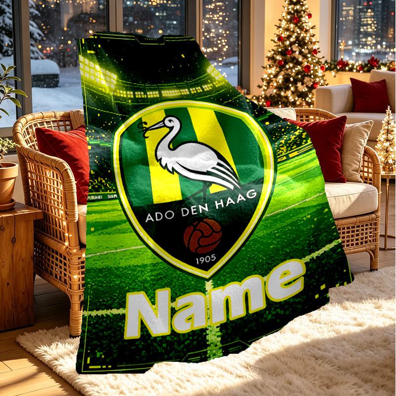 Custom Name Personalized ADO Den Haag Print Blanket, Home Decor, Bedroom, Sofa, Camping, Couch, Gifts for Birthday Christmas