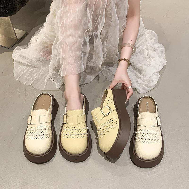 Soft Bottom Non-slip Women's Hollowed-out Versatile Casual 2025 Summer Bag Head Slippers Women's Outer Wear Heelless Lazy Cool Slippers