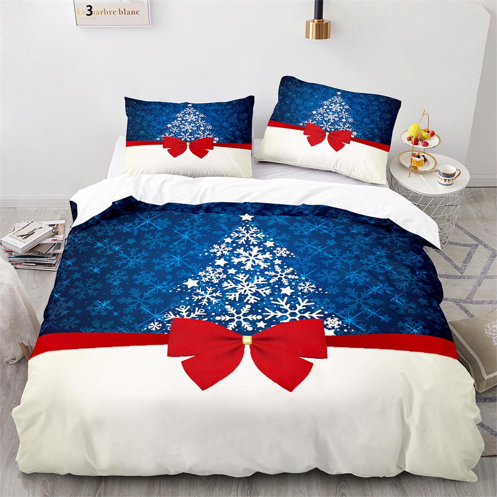 Christmas Duvet Cover Set King Queen Full Size Snowflake Gold Deer Pattern Holiday Bedding Set Polyester Comforter Cover for Kid