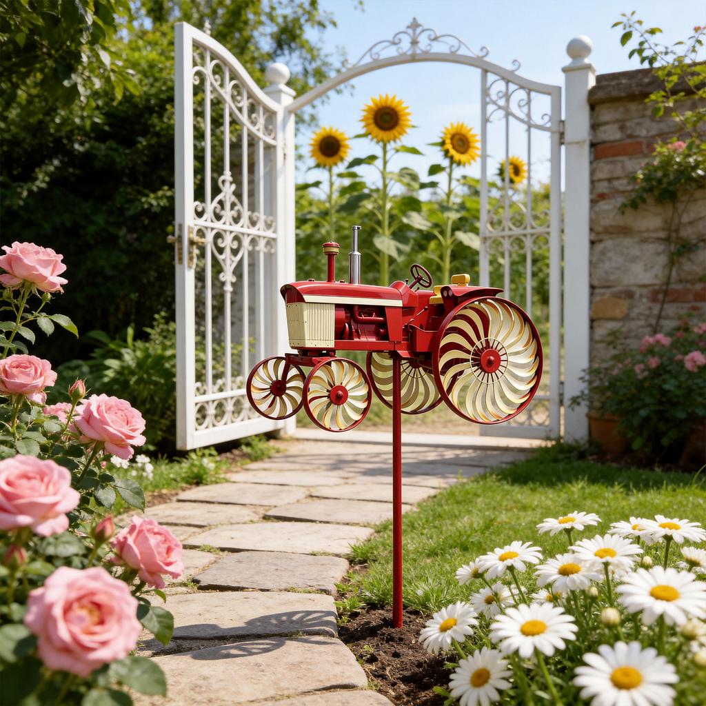 Tractor Wind Sculpture Decorative Windmill Outdoor Tractor Wind Spinner for Patio Yard Garden Gift for Friends Family