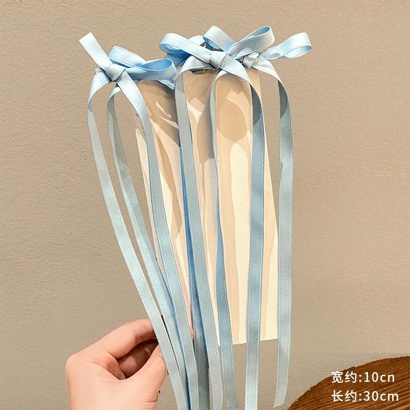 Korean Handmade Long Ballet Ribbon Women Bowknot Hair Clips for Girls Braided Tassel Barrettes Accessories Fashion Kids Hairpins
