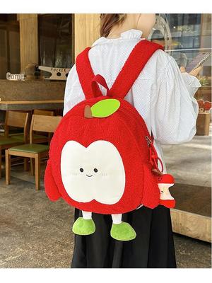 Adorable Apple Plush Backpack for Students
