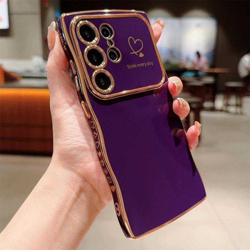 Applicable To Samsung S25ULTRA Electroplated Big Wave Mobile Phone Case S24FE Side Love A56 Anti-drop Protective Case