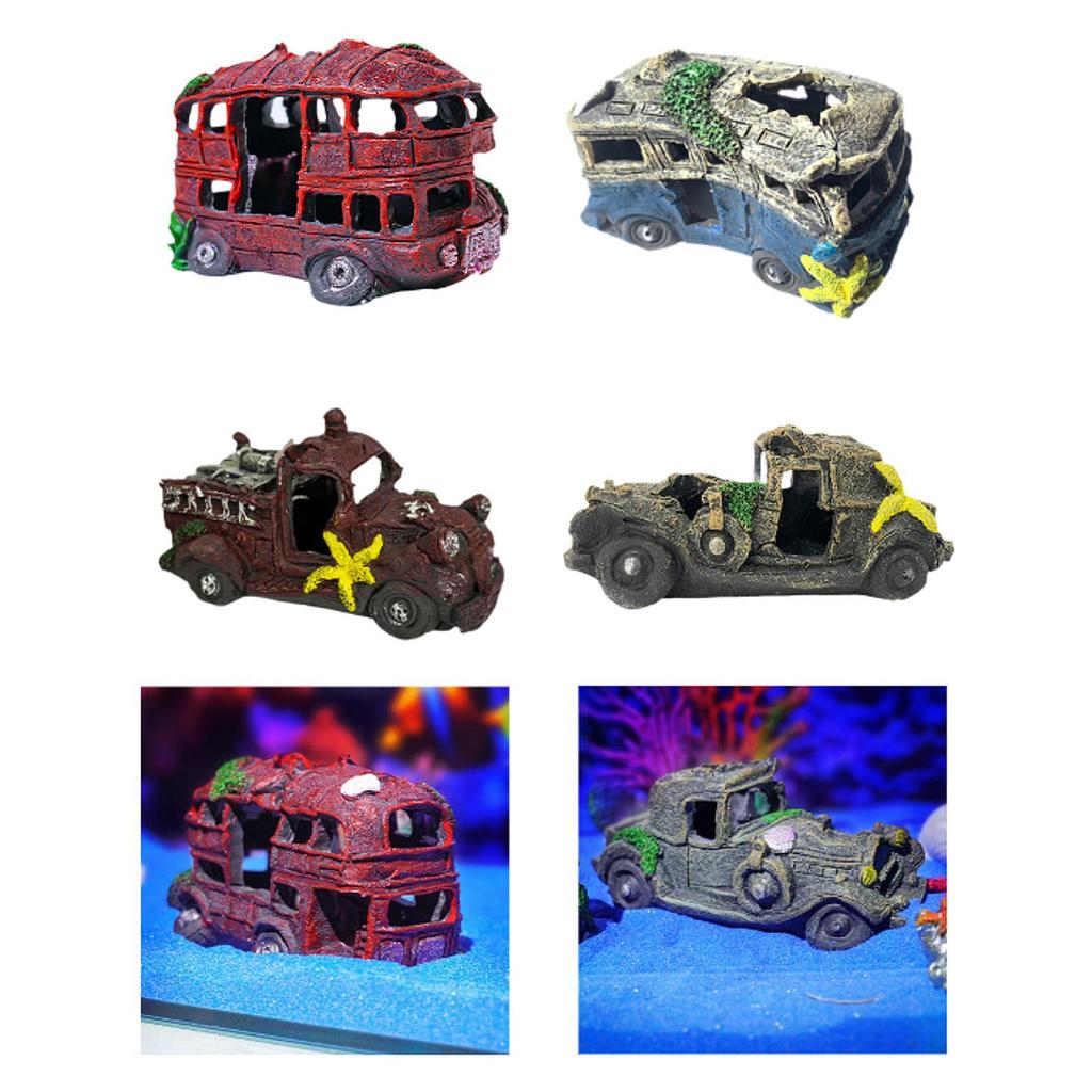 Resin Auto Wreck Aquarium Decoration for and Fresh Water Crustaceans