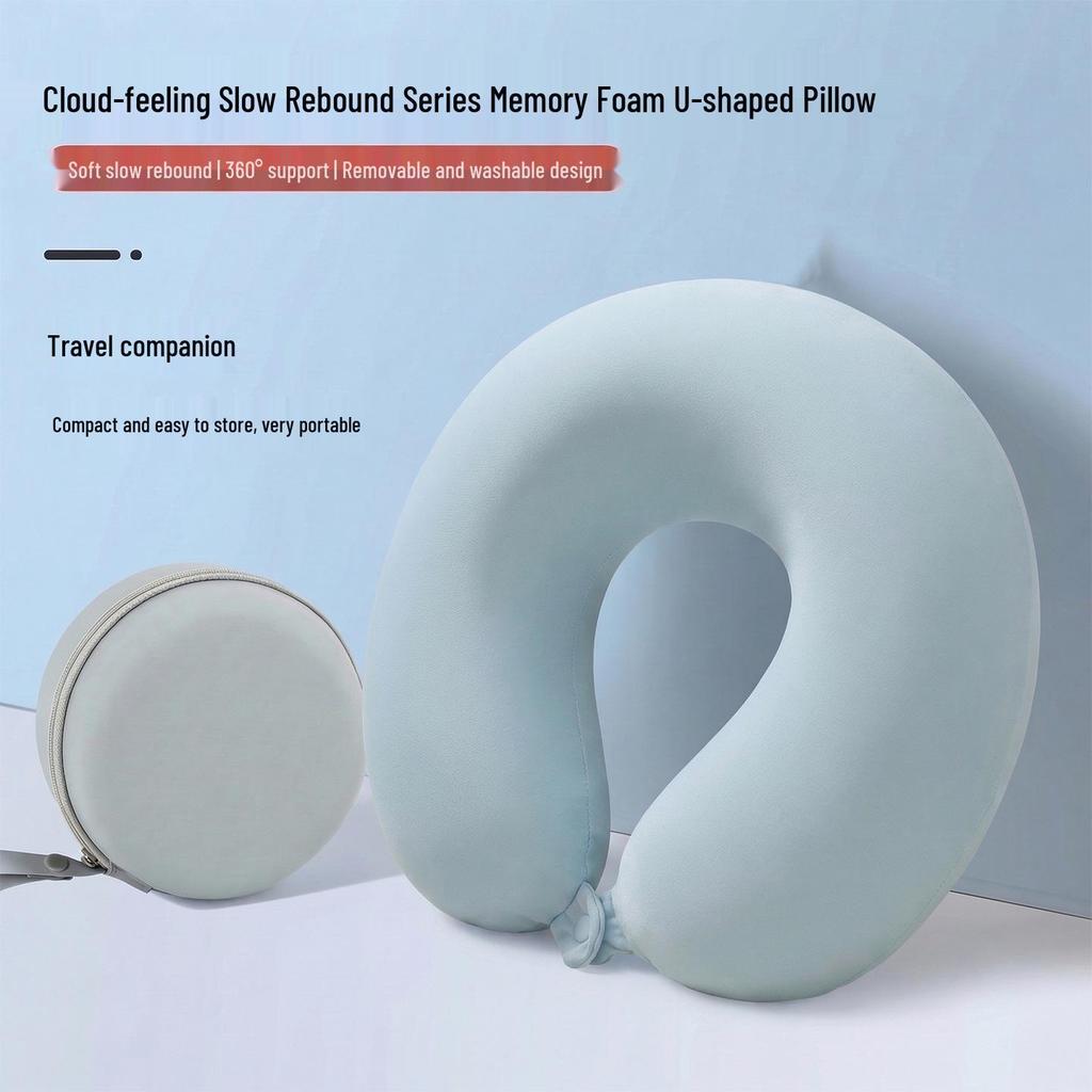 Cross-Border Memory Foam Travel Neck Support Pillow – U-Shaped Portable Pillow for Airplane & Train Sleep