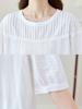 Women's Chic Pleated Short Sleeve Cotton Embroidered Shirt