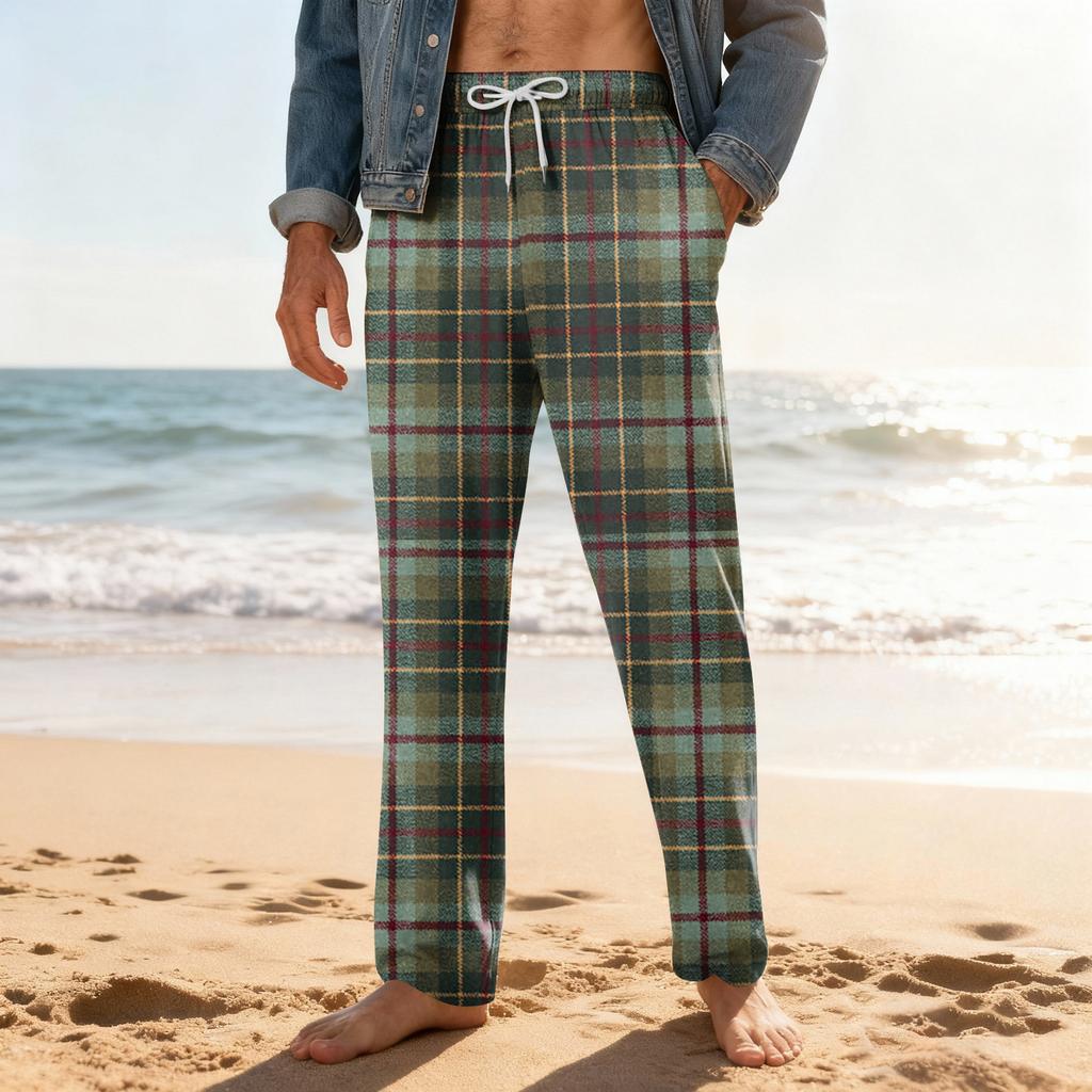 Pánské domácí měkké pyžamové kalhoty se stahovací šňůrkou s kapsami Sportovní kalhoty pro volný čas