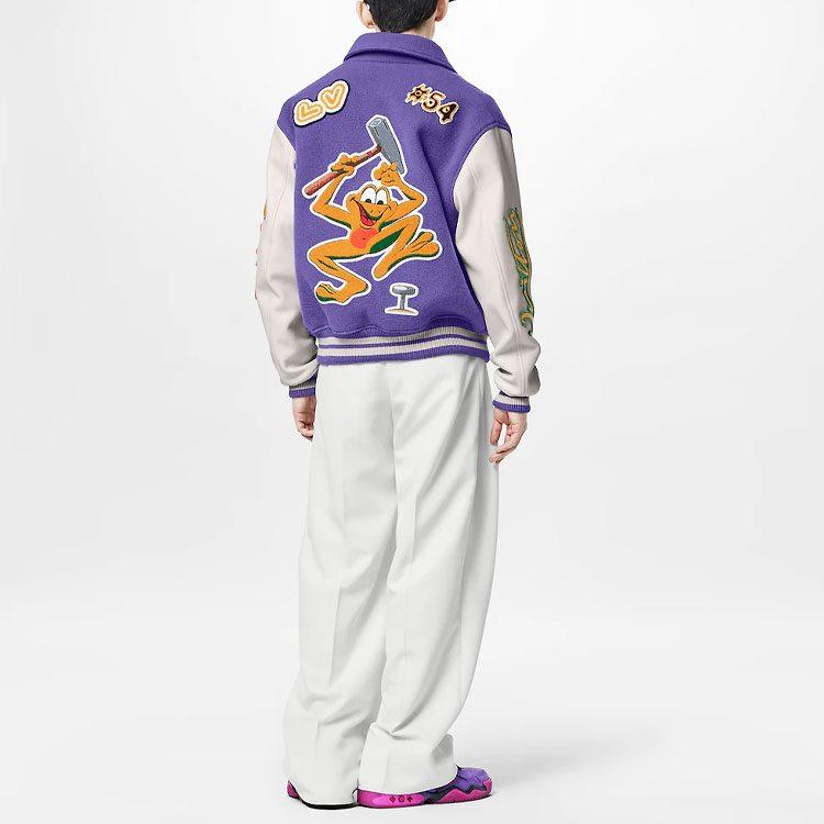 Louis Vuitton 2010s Multi-patch Leather Varsity Jacket 1AAHH5