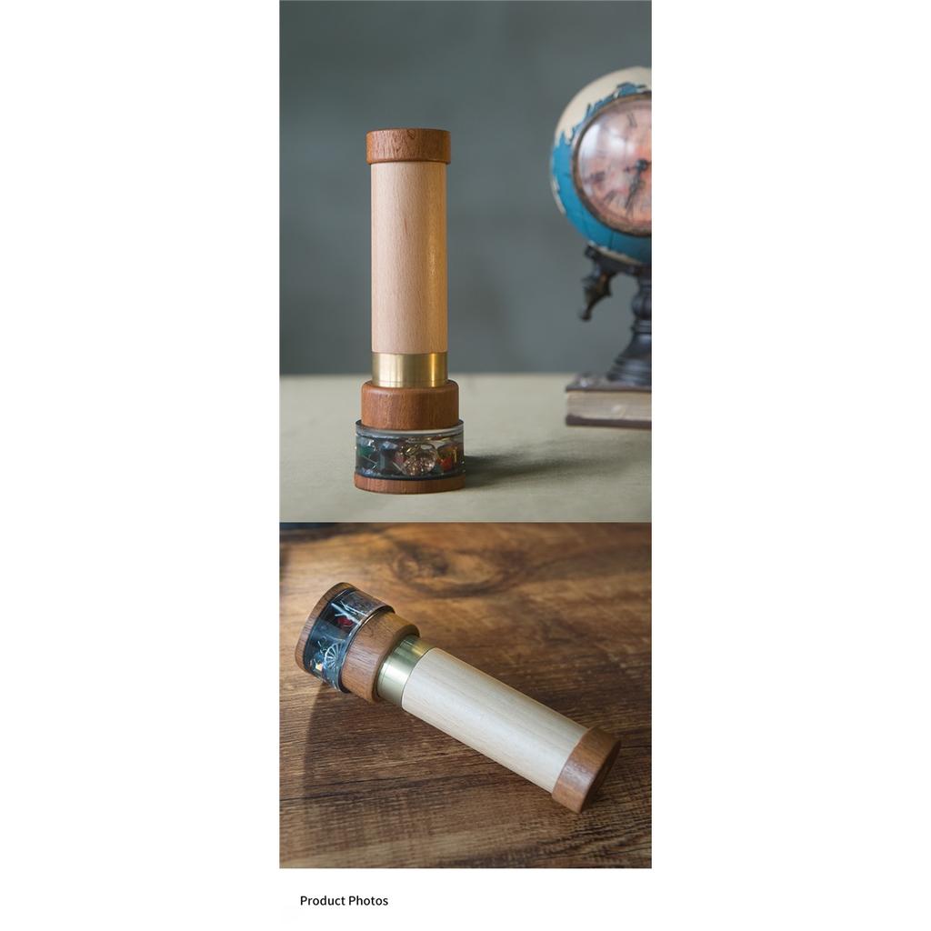 Growth Rings Wooden Nature Kaleidoscope Kit, Handmade Brass Rotatable Oil-Filled,Vintage Gift Box,Anniversary Birthday Gift