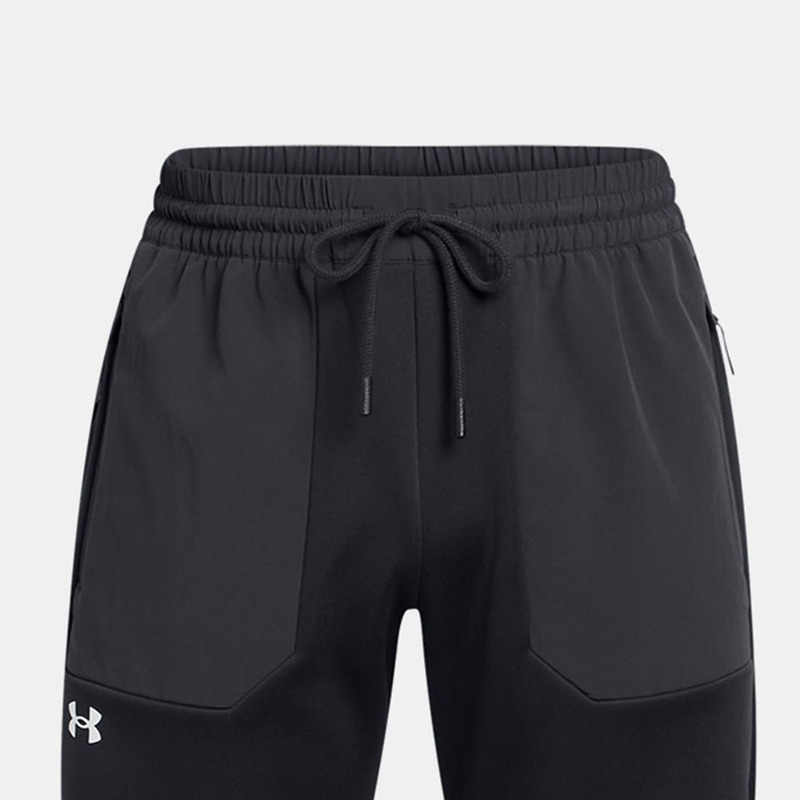 Under Armour Unstoppable Solid Color Breathable Mid-Rise Drawstring Sports Pants Men Pants Black 1382287-002