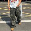 American Retro Washed Camouflage Scimitar Jeans Men's and Women's Loose Silhouette Design Sense Old Wide-leg Trousers