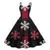 (Fröhliche Weihnachten) Damen Casual Mode Weihnachten Schneeflocke/Weihnachtsbaum/Schneemann Print Rundhals Retro Kleid