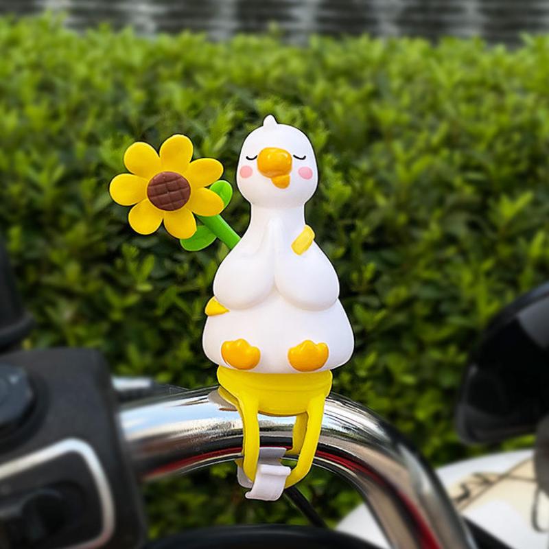 1Pcs Novelty Little Duck Windmill Ornament Bike Handlebar Decoration With Stretchable Strap For Motorcycle E Bike Road Bike
