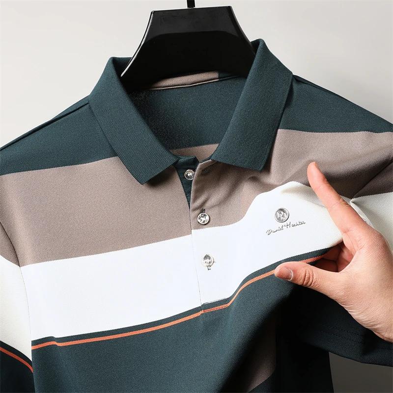 Maglietta Polo a Righe Manica Corta Casual e alla Moda da Uomo Estiva Comoda Assorbi Sudore Traspirante e Versatile