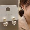 Koreanische Metall-Herz-Ohrstecker Fischschwanz-Perlen-Hängeohrringe für Damen Mädchen Kristall Eleganter Schmuck Geschenk