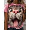 Fashion Women Retro Creative Cat Pattern Print T Shirt Funny Casual O-neck Short Sleeves T-shirt Summer Female Tee Shirt