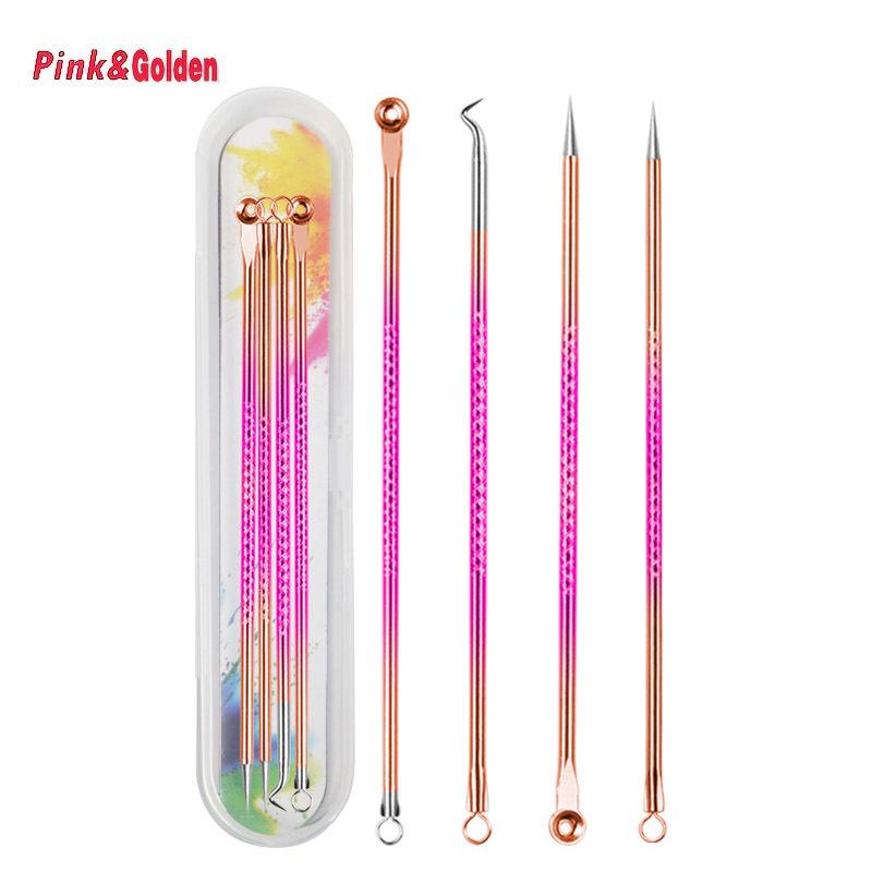 4PCS Stainless Steel Blackhead Remover Tool Kit Professional Comedone Acne Extractor for Pore Cleaning Face Nose Skin Care