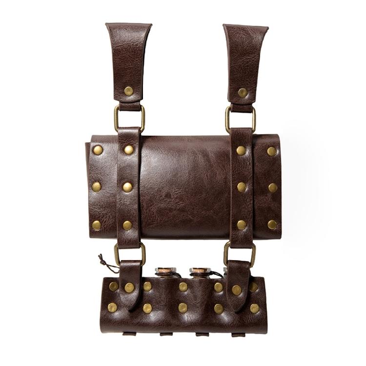 Vintage Renaissances Costume Accessories Set with Faux Leather Belt and Belt Bag Pouch with 4Pcs Cork Potion Vials