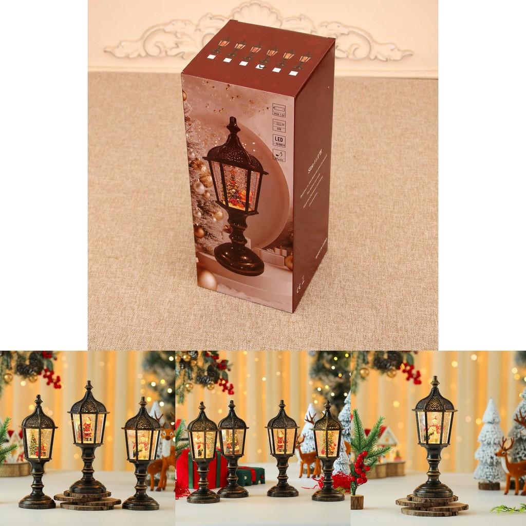 Christmas Snowman Figurine Vintage Table Lamp With Light Music And Snow Effect For Holiday Decor