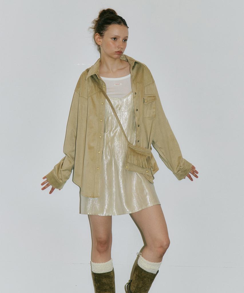 AUTHENTI Western Shirt & Mini Bag Set_Beige