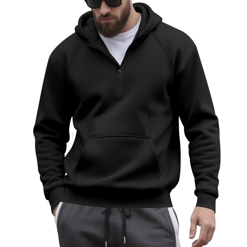 Modisches Winter Samt Herren Freizeit Sport Pendeln Kapuzen Samt Reißverschluss Kontrastfarbe Locker und Vielseitig Sweatshirt