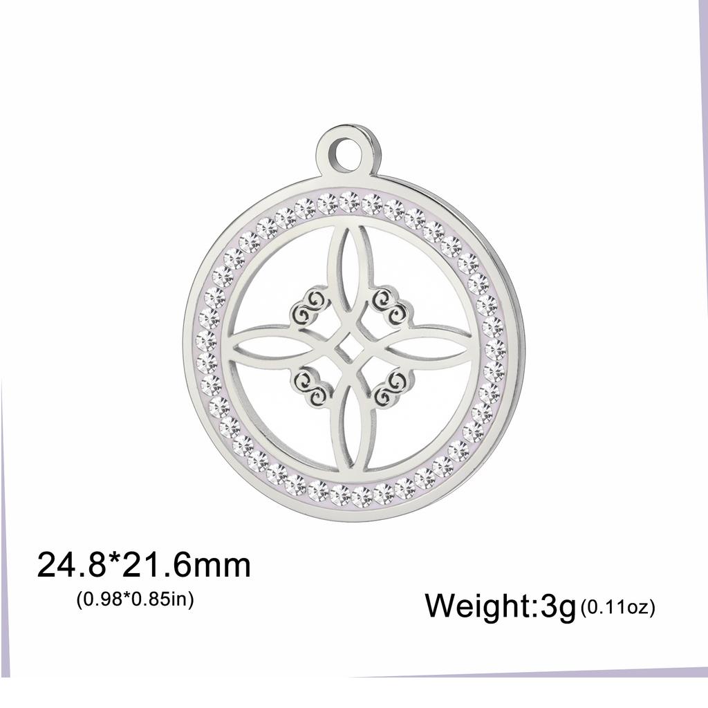 Teamer Irish Witch Knot Clear Zircon Round Pendant for Jewelry Making Necklace DIY Stainless Steel Celtics Knot Charm Wholesale