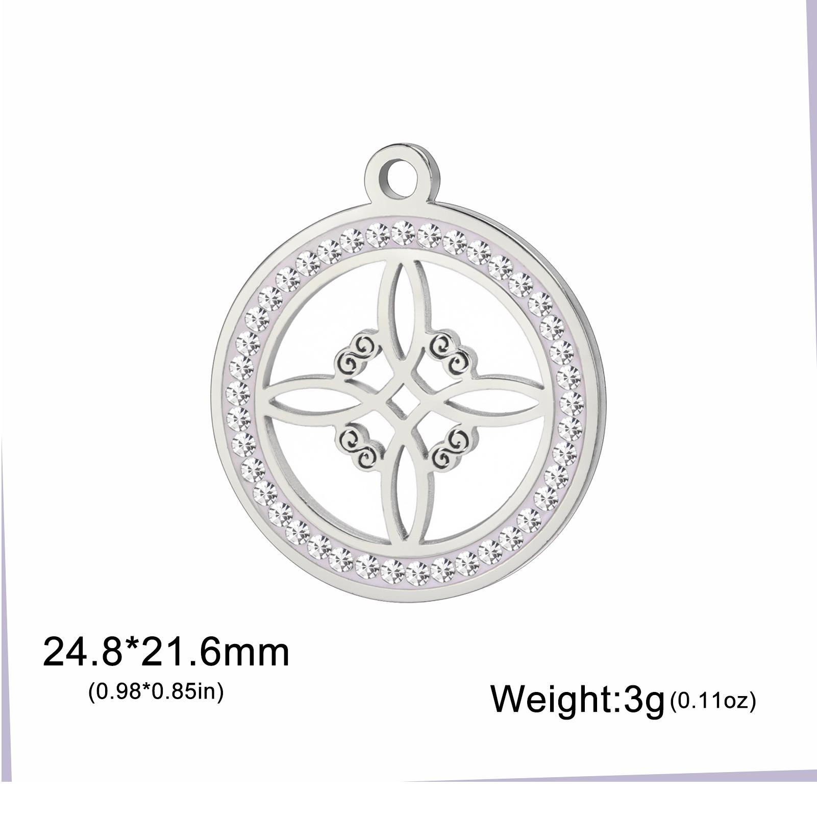 Teamer Irish Witch Knot Clear Zircon Round Pendant for Jewelry Making Necklace DIY Stainless Steel Celtics Knot Charm Wholesale