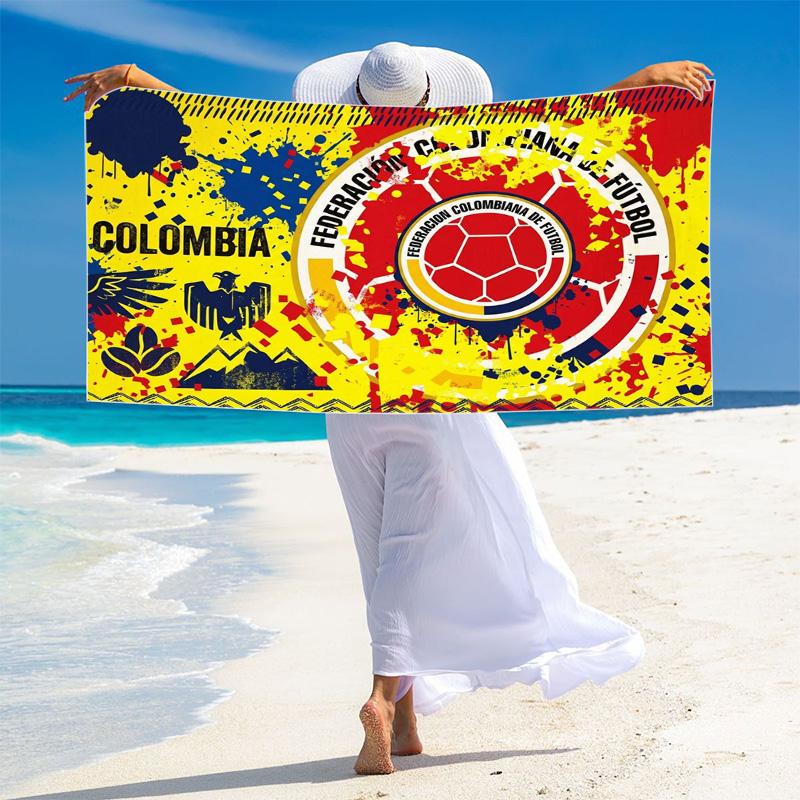 Futbol Colombiano Print Beach Towel, Large Soft Quick Dry Towel for Beach Camping Swimming