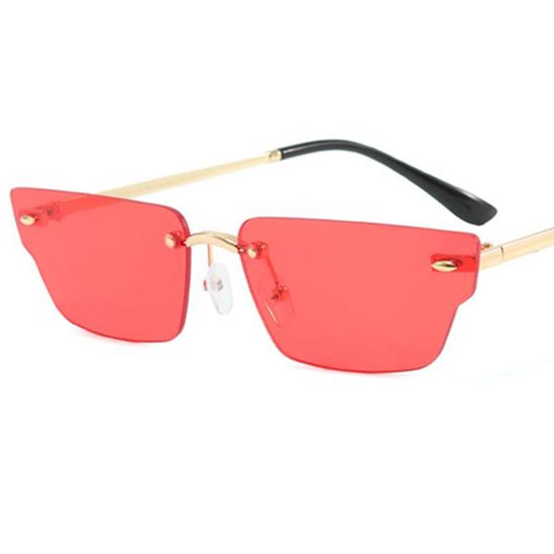 

Fashion Sun Glasses Unisex Rimless Anti-UV Spectacles Polygon Eyeglasses Personality Irregular Ornamental Simplity Sunglasses as picture красный