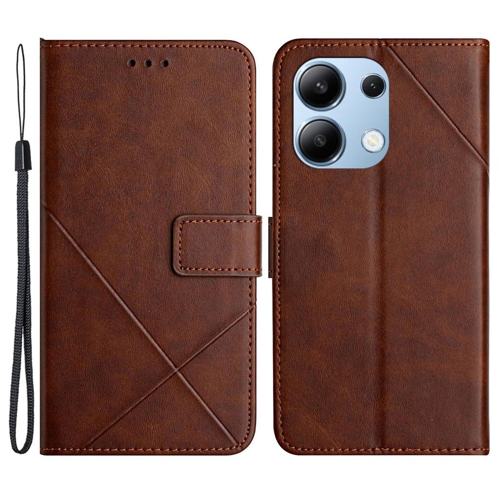 For Xiaomi Redmi Note 13 4G Case Leather Wallet Line Pattern Phone Cover