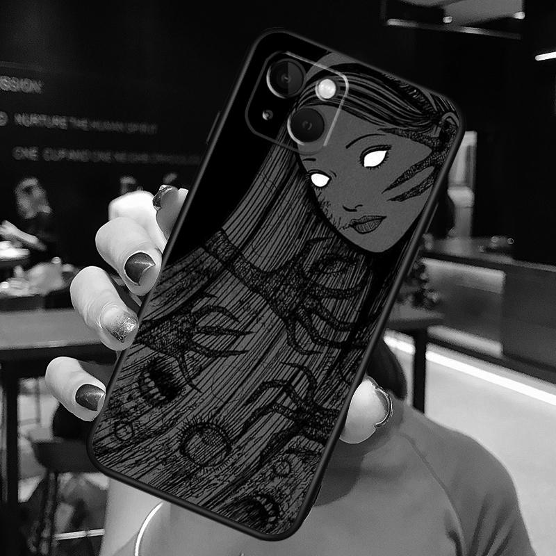 Horror Manga Style Phone Case For iPhone 16 Pro Max 15 13 12 11 14 Pro Max Plus 12 13 Mini XR 16e Funda Cover