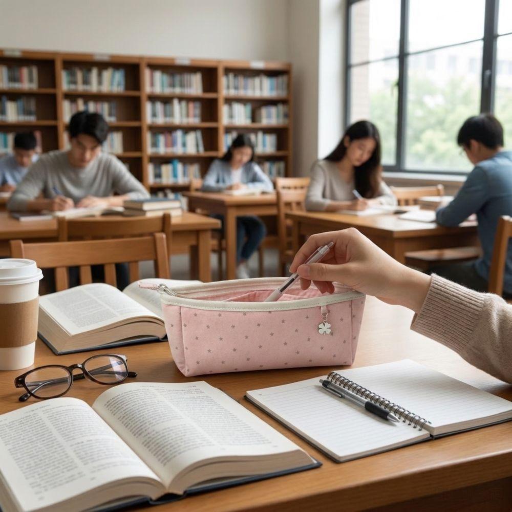 Zipper Portable Pencil Pouch Large Capacity Stationery Bag Pencil Bag  Back To School