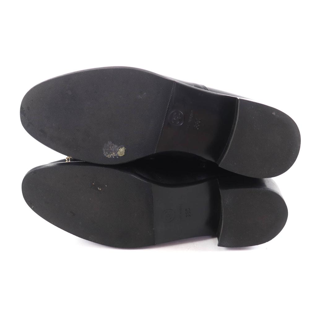 Great CHANEL short boots black leather Women 38 G37826 Used