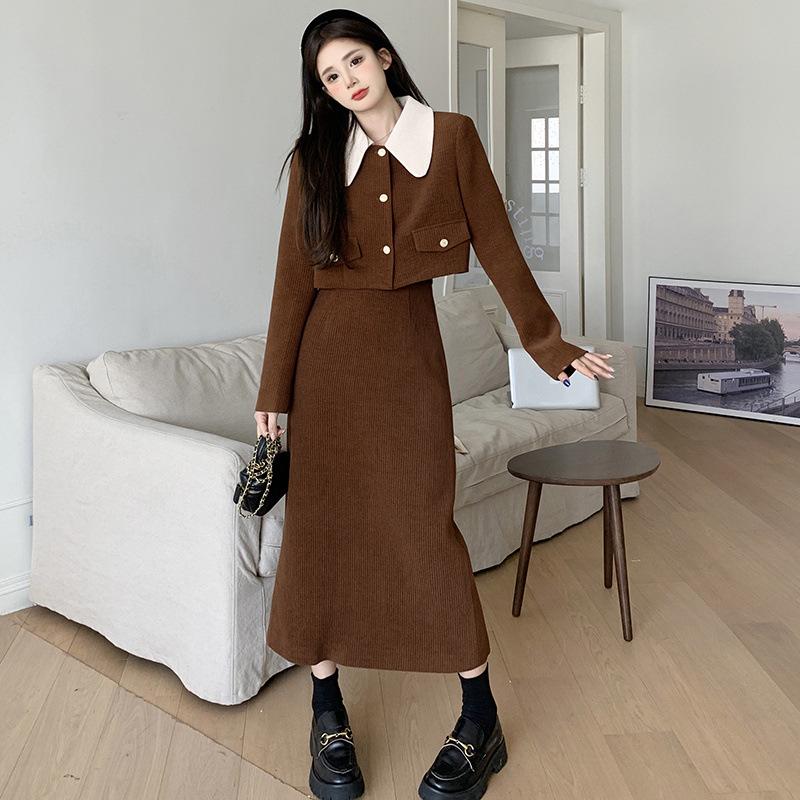 Autumn/Winter 2025 Corduroy Two-Piece Set for Plus Size Girls - Slimming & Stylish