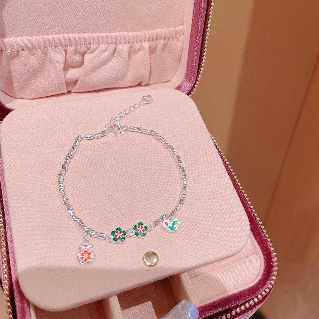 Foot Silver 999 High-temperature Blue Color Enamel Bracelet