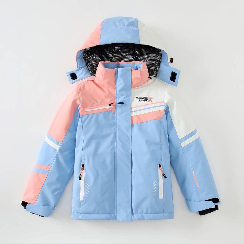 Children s Windbreaker Cotton Jacket, Middle and Large Children s Student Cotton Coat, Hooded Windbreaker, Windproof, Waterproof, Snowproof, Padded Peacock Blue 116Choose a Size Based on Your Height