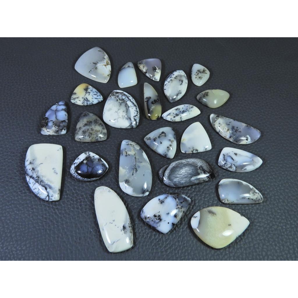 325Cts. Natural Dendrite Opal Agate Fancy Cabochon Loose Gemstone 24Pcs Lot C-1995
