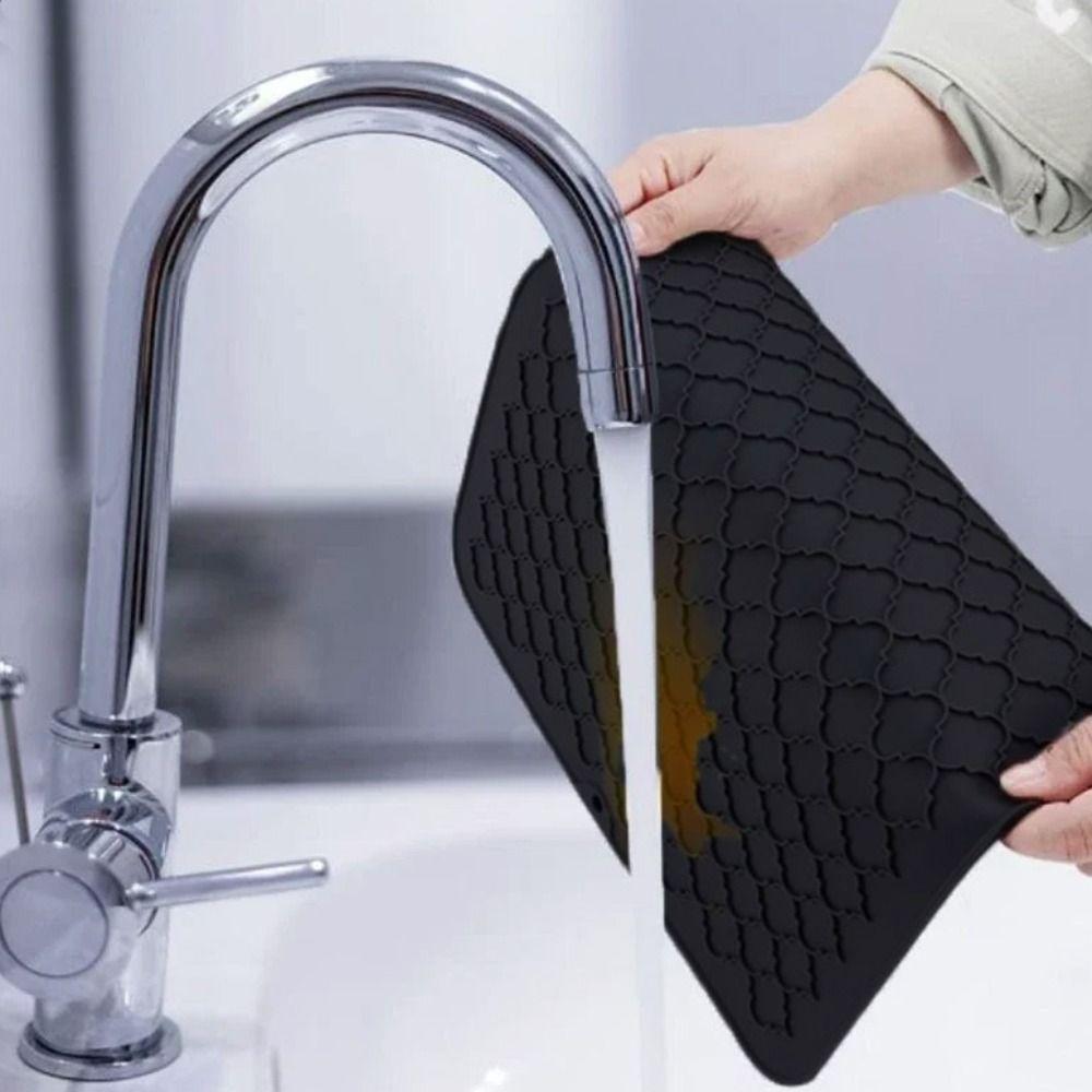 Anti-slip Dish Drying Mat Heat-resistant Insulation Pad Household Tableware Drain Pad  Cup