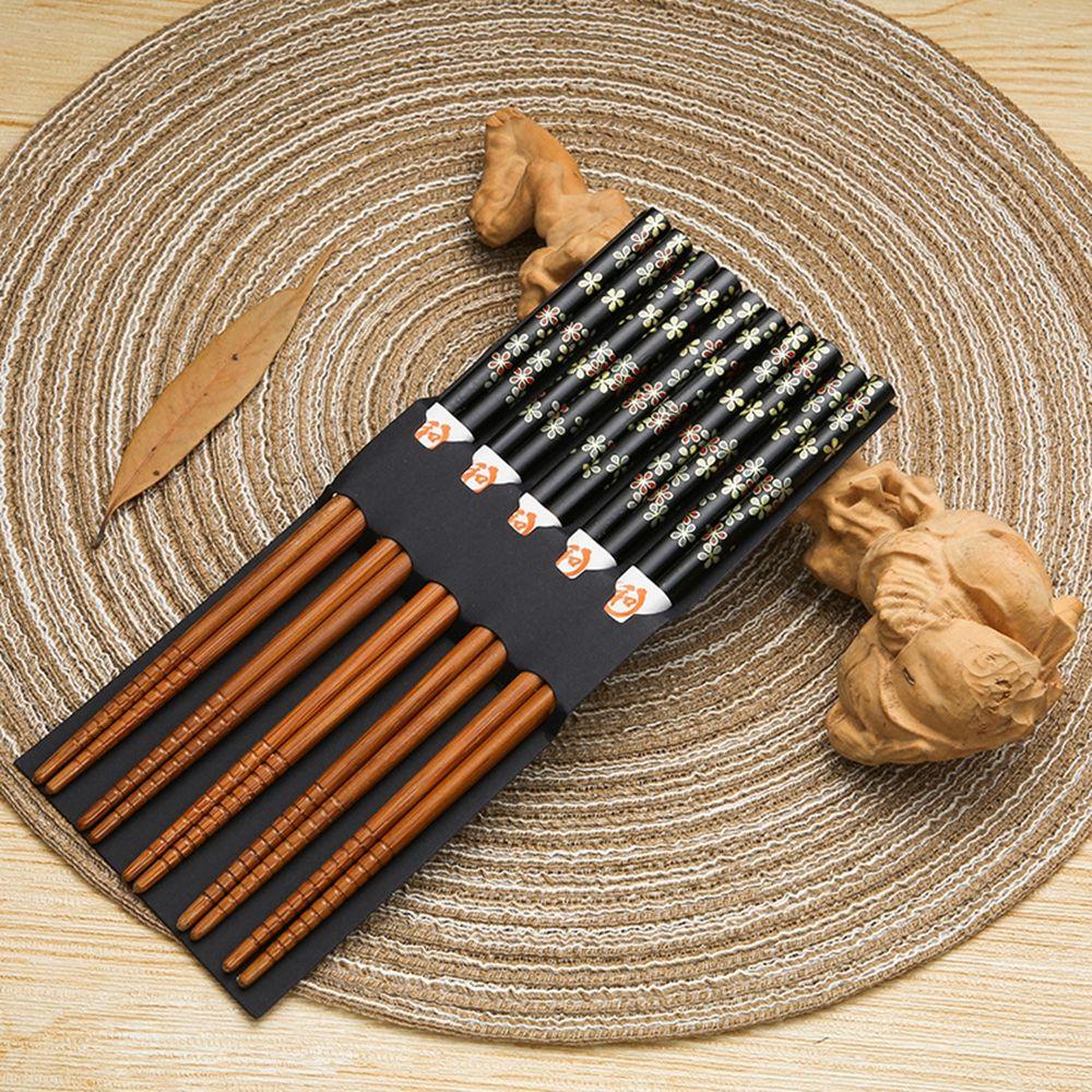 5 Paar Katze Blume Reis Geschenk Natürliche N1N Japanischer Stil Essstäbchen Geschirrset Tafelgeschirr Küchenzubehör