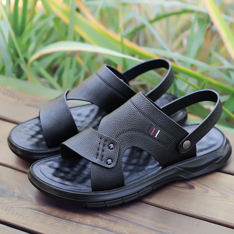 Fashion Men's Sandals Summer 2025 Casual Soft Bottom Driving Beach Shoes Slip-On Anti-Slip Microfiber Comfortable Sandals High Quality