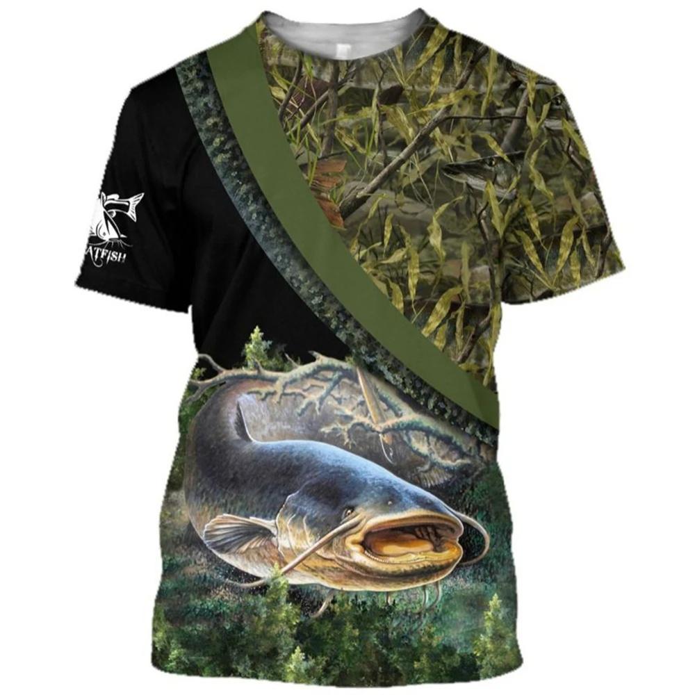 Men's T-Shirt 3D Carp Fishing Print Fashion Casual Loose T-Shirt Harajuku Vintage High Quality Social Funny Anime Men's Clothes