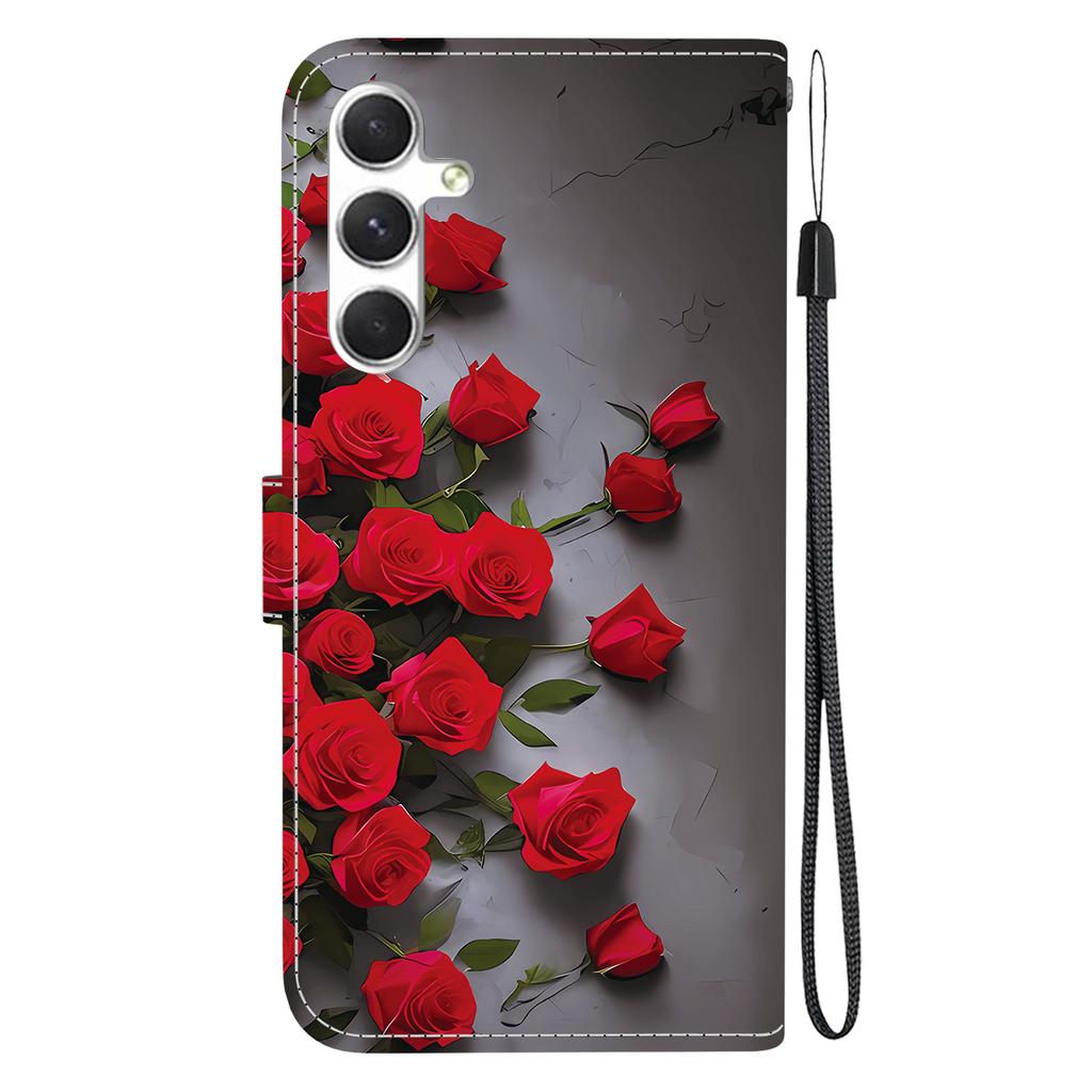 For Samsung Galaxy S25+/S24+ Leather Case Stand Wallet Pattern Printing Phone Cover with Wrist Strap