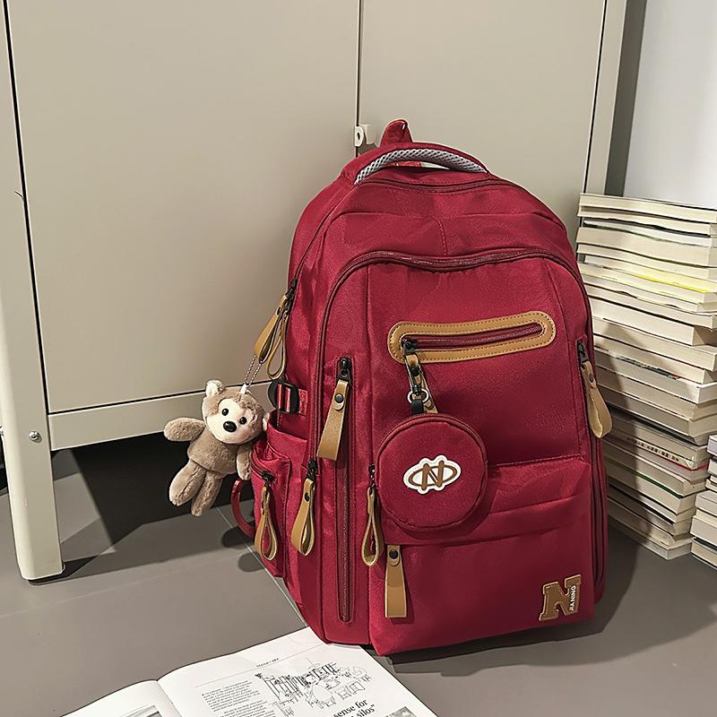 New simple junior high school student schoolbag, the same for men and women, 2025 large-capacity high school student backpack, women's travel backpack