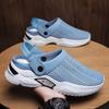 Men Summer Sandal Mesh Mules Breathable Padded Beach Flip Flops Shoes Solid Flat Bath Slippers Outside Men Slippers Zapato 39-47
