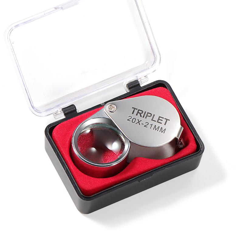 10x 20x 30X 21mm High Magnification Metal Folding Glass Lens Small Portable Jewelry Watch Identification Magnifying Glass Tool