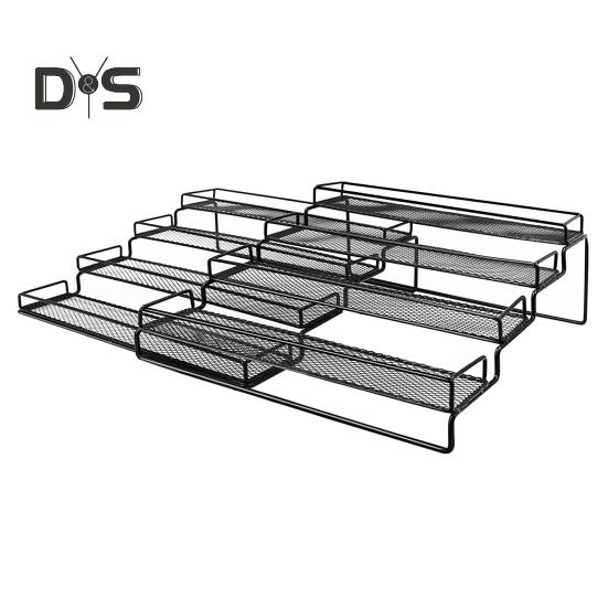 

4-уровневая расширяемая кухонная полка для специй, органайзер для приправ, устойчивая конструкция, большая емкость для хранения на кухонной столешнице чёрный