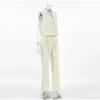 Casual Solid Vest Suit Women Sleeveless Single Breasted Tops High Waist Pants Summer Fashion Lady Elegant Set