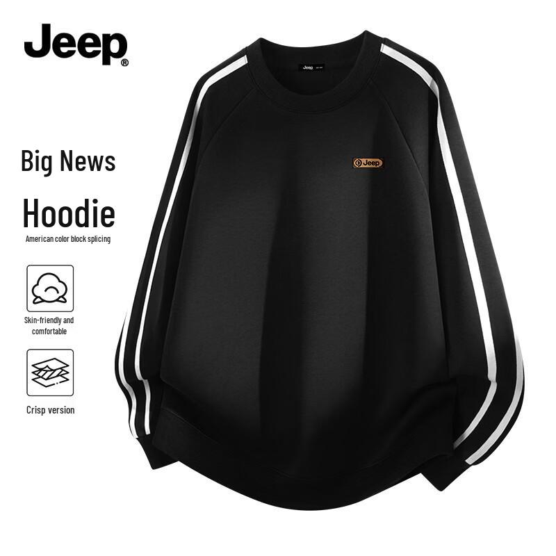JEEP Men s Casual Color-Blocked Crewneck Sweatshirt L